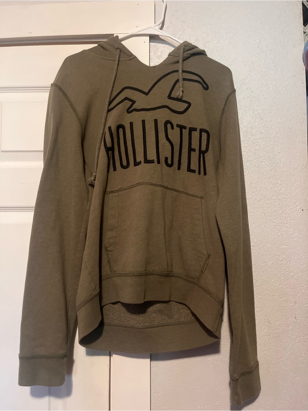 Hollister Olive Green Logo Hoodie Sweater vintage Y2K